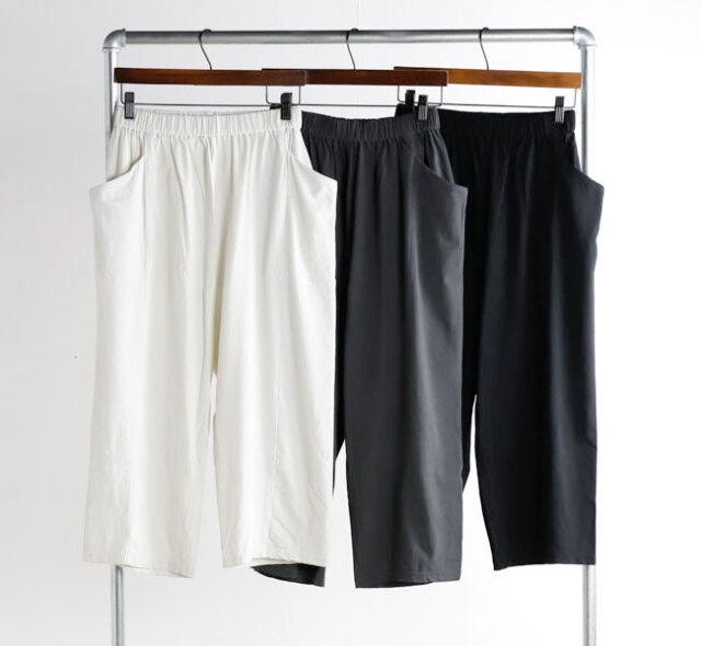 evam eva エヴァムエヴァ E261C170 カットソークロップドパンツ cut&sew cropped pants