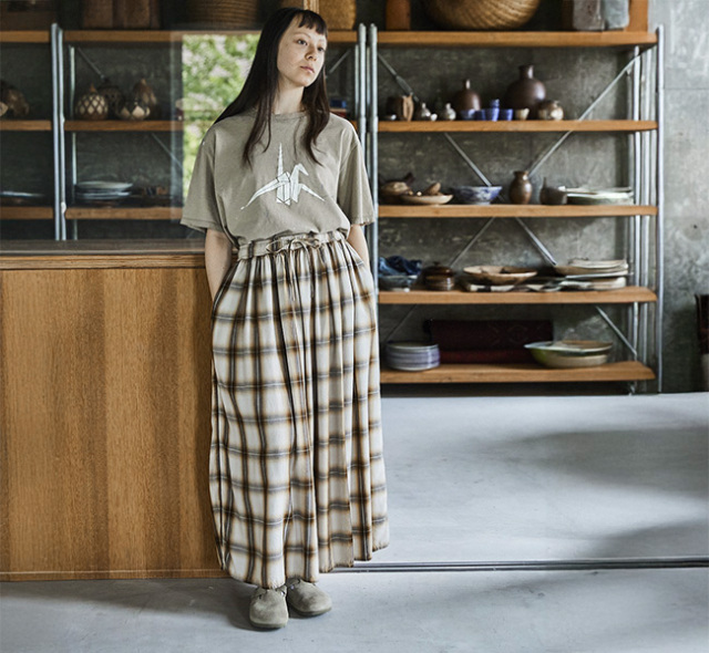 SALE40%OFF orslow オアスロウ OMBRE CHECK GATHERED SKIRT BROWN オンブレチェック ギャザースカート ブラウン 00-4003-154