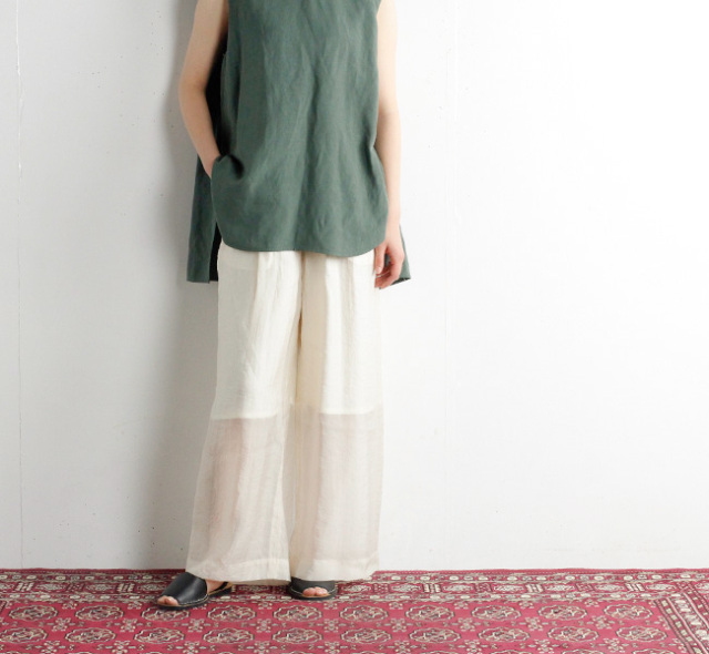 SALE50%OFF SACRA サクラ  SILK NYLON ORGANDY PANTS シルクナイロンオーガンジーパンツ 122104112