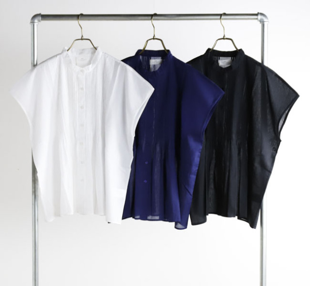 SOIL ソイル NSL26022 BANDED COLLAR FRENCH/SL PINTUCK SHIRT バンドカラーピンタックシャツ