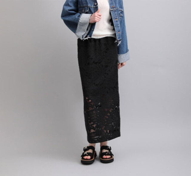 SACRA サクラ 126113122 ラッセルレース スカート LEAF RASCHEL LACE SKIRT