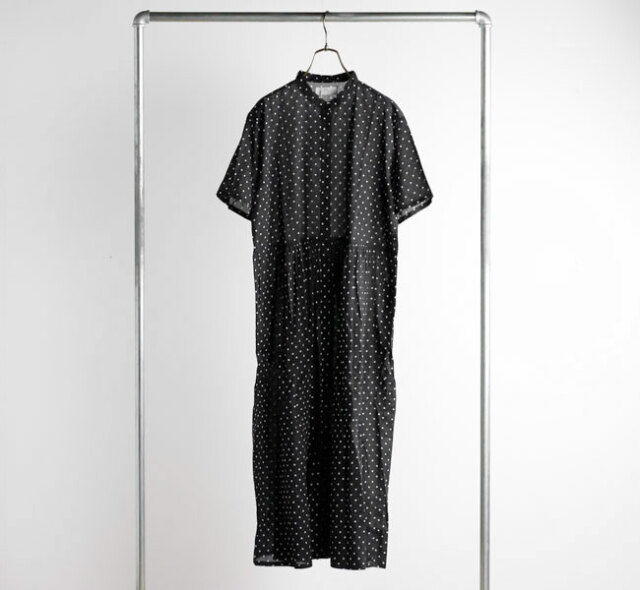 SOIL ソイル NSL26054 80s COTTON VOILE DOT PRINT BANDED COLLAR S/SL DRESS ドットバンドカラーワンピース