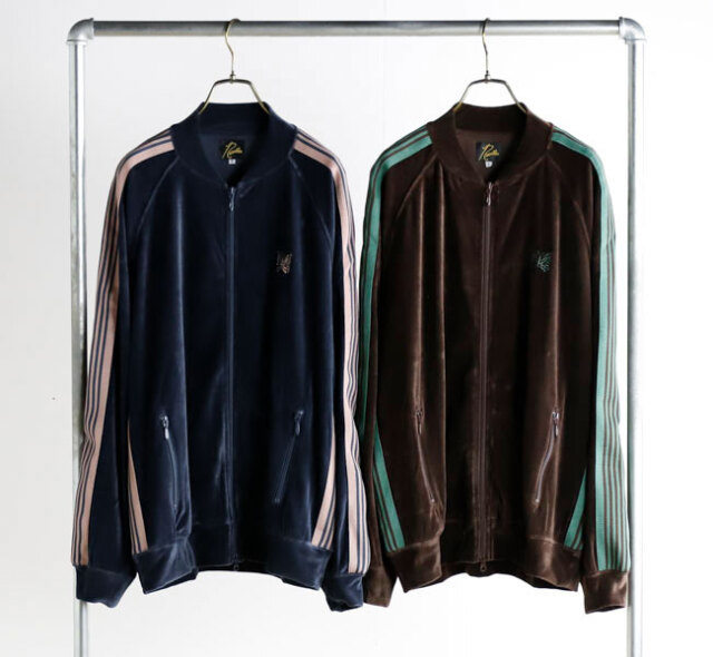 NEEDLES ニードルズ Rib Collar Track Jacket - C/PE Velour トラックジャケット - コットン/ポリエステル ベロア SX413