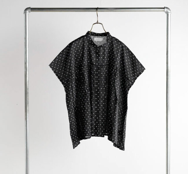 SOIL ソイル NSL26051 80s COTTON VOILE DOT PRINT BANDED COLLAR FRENCH/SL SHIRT ドットバンドカラーシャツ