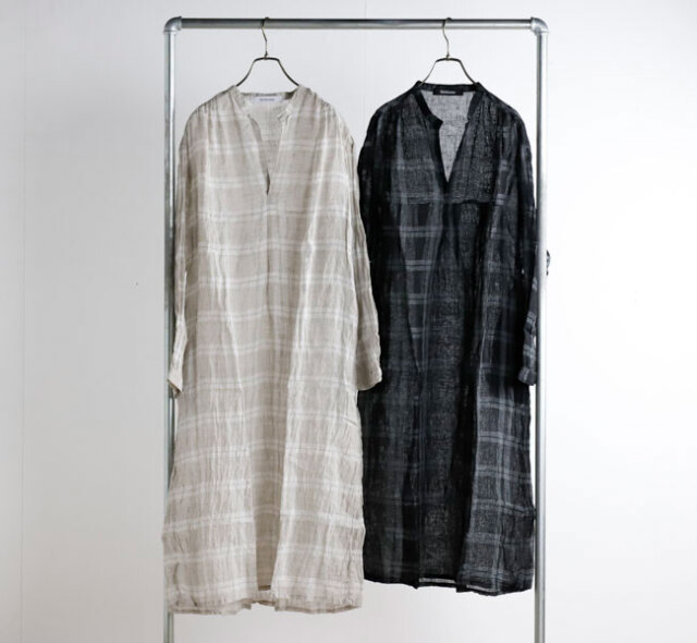 Veritecoeur ヴェリテクール VC-2810 リネンチェックスキッパーワンピース