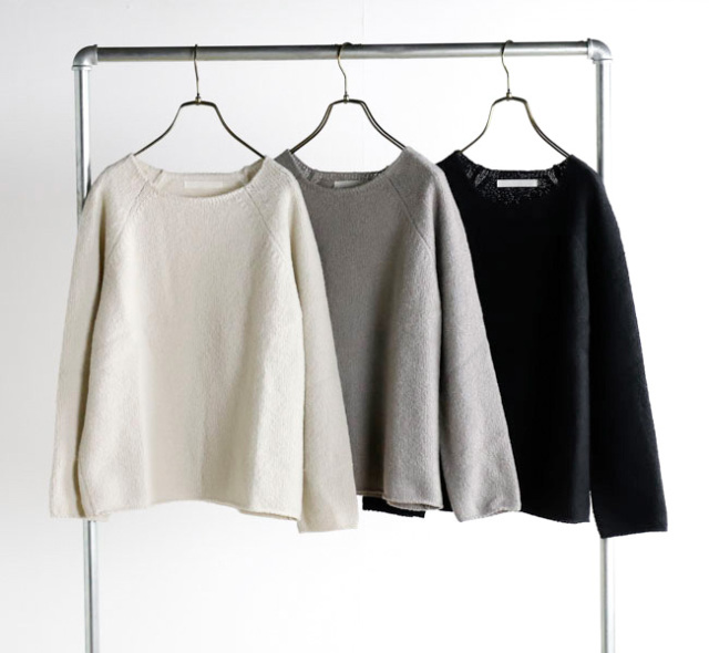 evam eva エヴァムエヴァ E253K102 ウールラグラン プルオーバー renew-wool raglan pullover