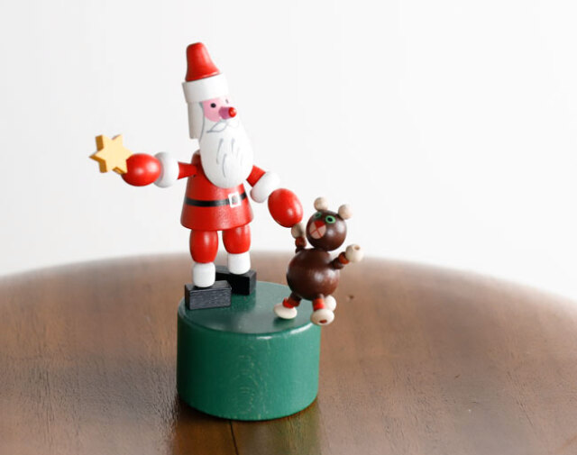 DETOA  Wooden プッシュトイ Push Up Toy サンタ＆テディベア Santa&Teddy Bear no.13398 木製玩具