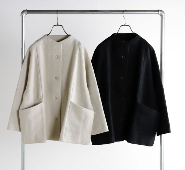 evam eva エヴァムエヴァ E253K090 プレスウール ショートコート press wool short coat