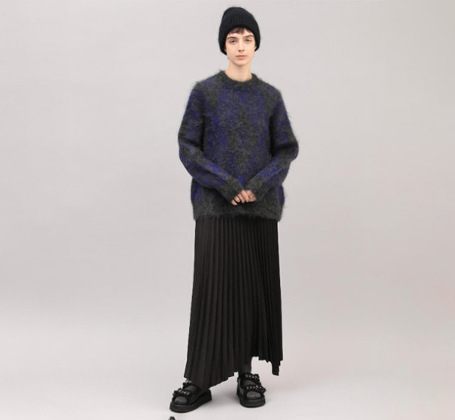 SACRA サクラ 125530081 ジャカードニットプルオーバー MOHAIR PLAID JACQUARD TOP