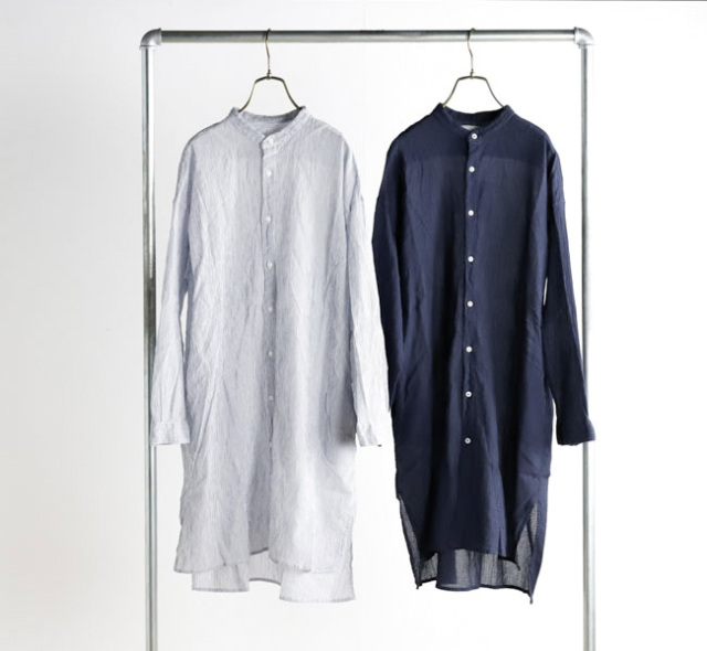 ARMEN シングルガーゼバンドカラーシャツ ARMEN シングルガーゼ バンドカラーロングシャツ | Select Shop