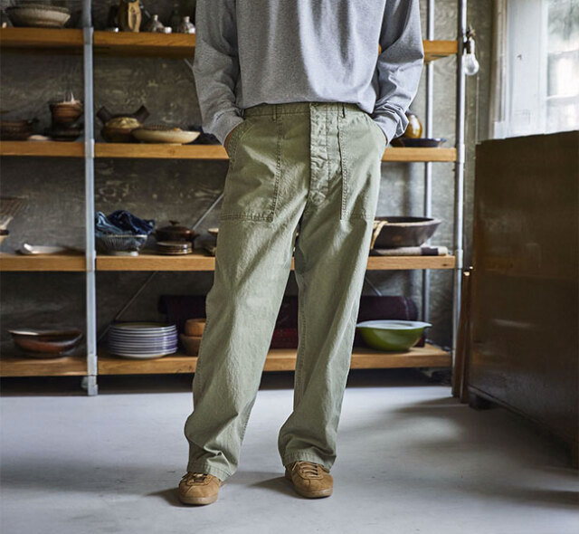 orslow オアスロウ 01-5103-M16 ヘリンボーン サマー ファティーグパンツ HERRINGBONE SUMMER FATIGUE PANTS GREEN