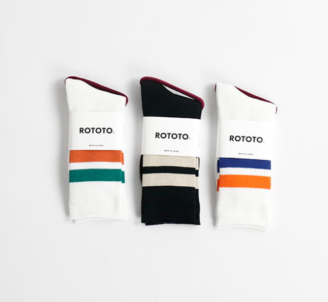 ROTOTO ロトト　ソックス FINE PILE STRIPED CREW SOCKS　R1399