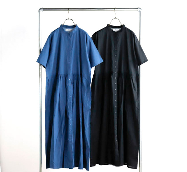soil 60s CAMBRIC PLAIN BANDED COLLAR PINTUCK PULLOVER SHIRT