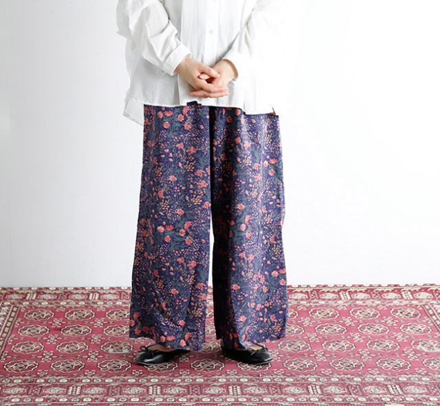 SOIL ソイル COTTON FLOWER PRINT WIDE EASY PANTS コットンフラワー