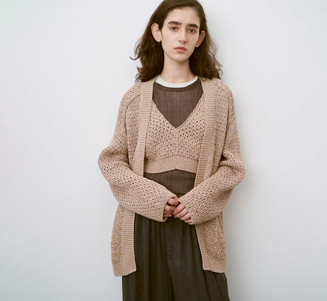unfil アンフィル WXSP-UW112 ボタンレスカーディガン DOUBLE HONEYCOMB MESH-KNIT BUTTONLESS C/D