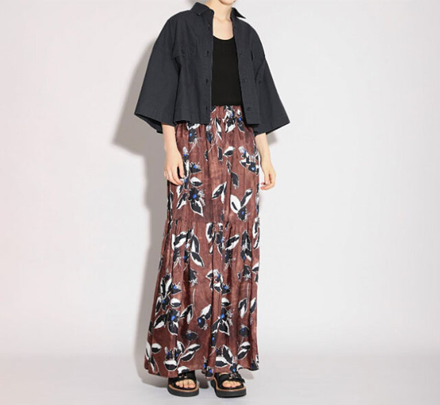 SACRA サクラ 126214123 プリントスカート PAINTING FLORA SKIRT