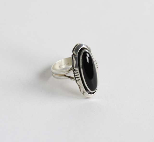 indian jewelry インディアンジュエリー ナバホ シルバー925 A オニキスリング 指輪