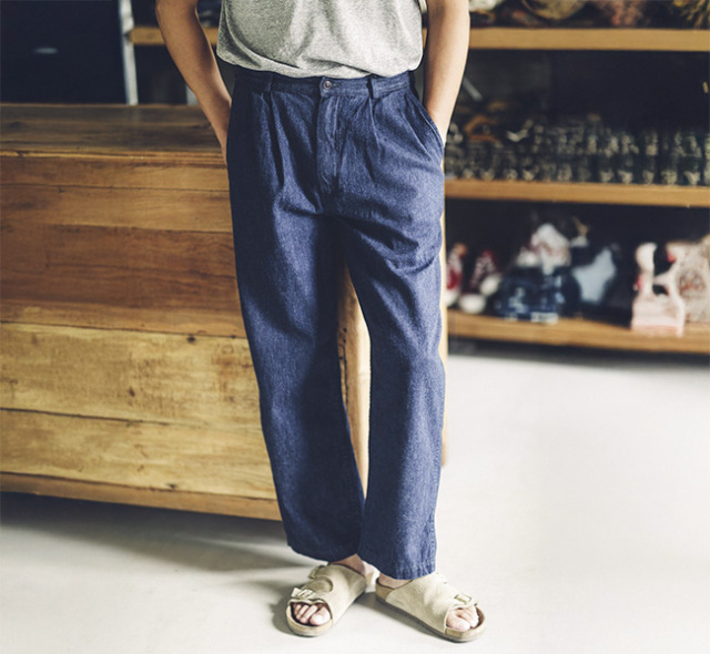 orslow オアスロウ 03-5021-A81 ツータック デニムワイドトラウザーズ TWO TUCK WIDE TROUSERS DENIM ONE WASH