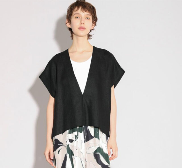 SACRA サクラ 126212071 ラスティックリネン クロップドトップ RUSTIC LINEN TOP