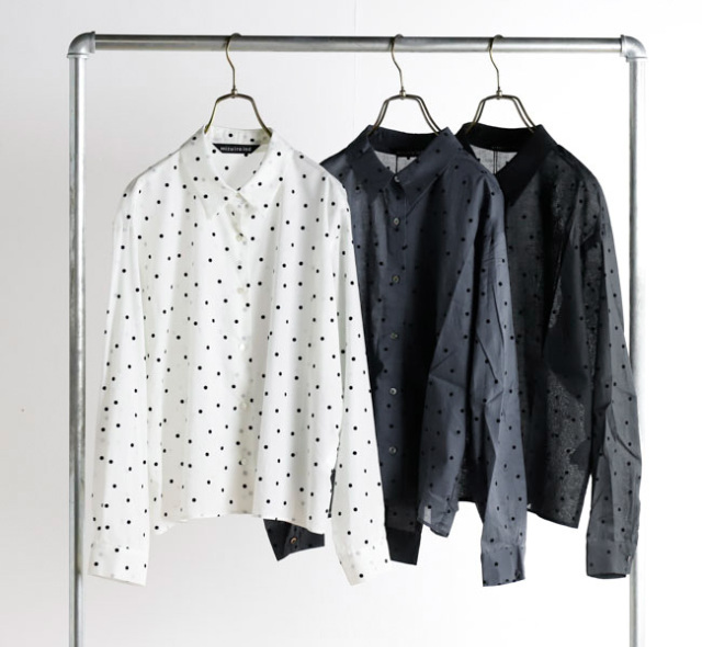 SALE 30%OFF mizuiro ind ミズイロインド 4-230058 フロッキードットプリントシャツ