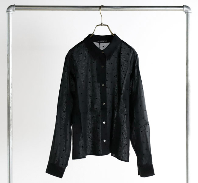 mizuiro ind ミズイロインド 4-230058 フロッキードットプリントシャツ