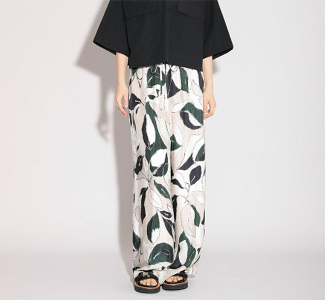 SACRA サクラ 126213112 ワイドパンツ MODERN LEAVES PANTS