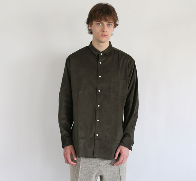 美品 EEL (jb) コーデュロイ バンドカラー プルオーバーシャツ