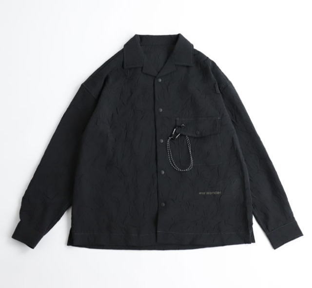 SALE40%OFFand wander アンドワンダー washer pleated open LS shirt ワッシャープリーツシャツ 長袖 5745183066