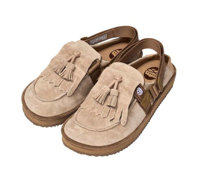 SHAKA シャカ SK-296 キルトタッセル付きミュールサンダル MOC MULE TASSEL SUEDE BEIGE