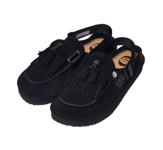 SHAKA シャカ SK-296 キルトタッセル付きミュールサンダル MOC MULE TASSEL SUEDE BLACK