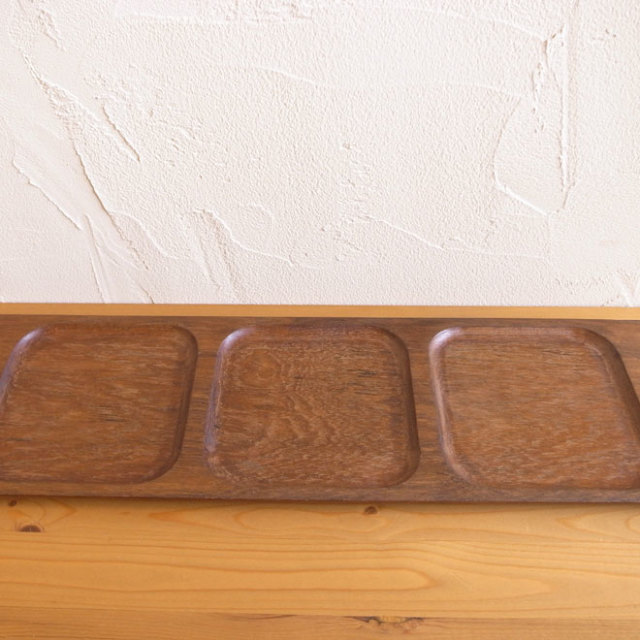 カイ・フランクチークトレイスクエアブループレート三枚セット