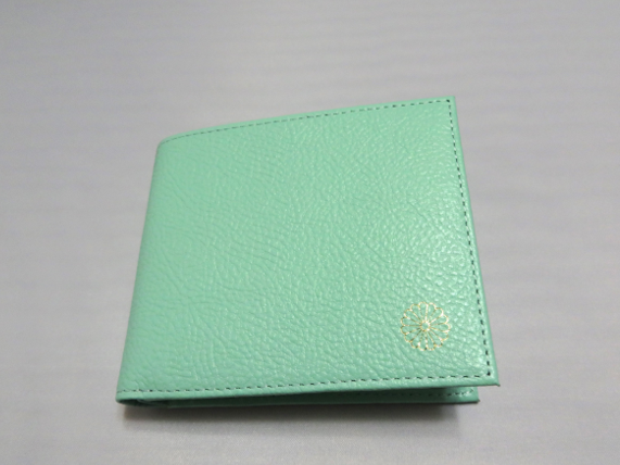 菊紋入り二つ折り財布【グリーン】