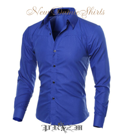New damie dressShirt・ブルーシャツ・青光沢生地シャツ