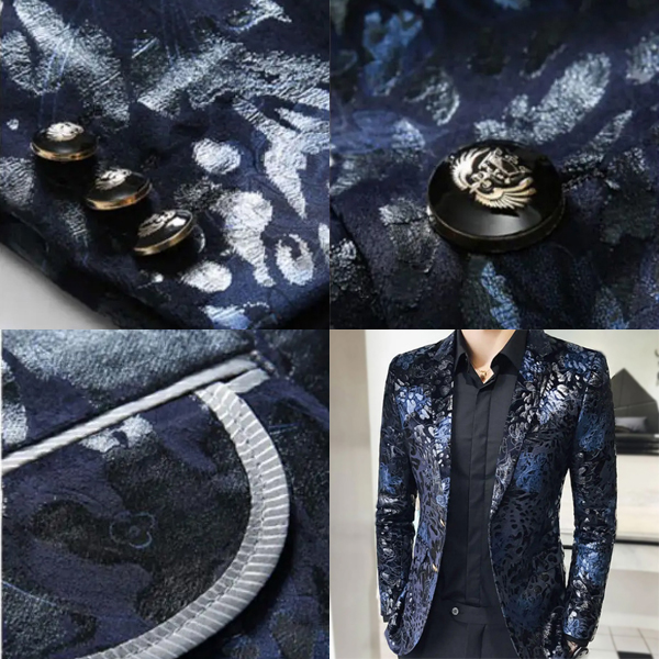 ema blues paris 総柄　ボンバージャケット　butterfly 蝶 SALE】CARUSO（カルーゾ）BUTTERFLYバタフライ ポリエステル
