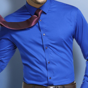 New Blue dressShirt・ブルーシャツ・青光沢生地シャツ