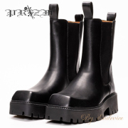 スクエアトゥチャンキーヒールサイドゴア仕様