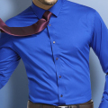 New Blue dressShirt・ブルーシャツ・青光沢生地シャツ