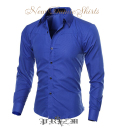 New damie dressShirt・ブルーシャツ・青光沢生地シャツ
