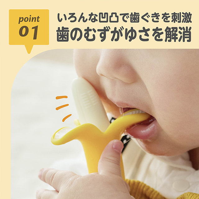いろんな凹凸で歯ぐきを刺激／歯のむずがゆさを解消