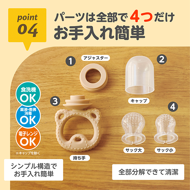 パーツは全部で4つだけ／お手入れ簡単