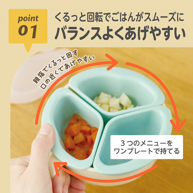 くるくるプレート：01_くるっと回転でごはんがスムーズに／バランスよくあげやすい