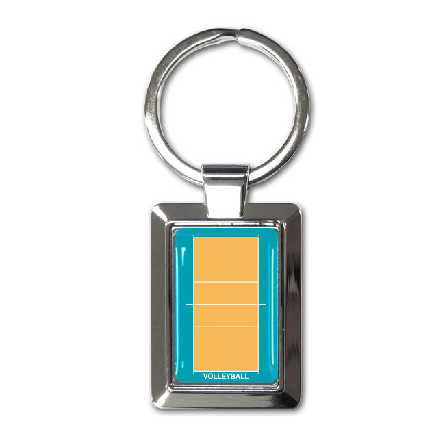 角型キーホルダー　バレーボールコート柄