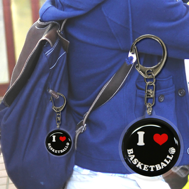 アクリルキーホルダー　スマイル・黒　バスケットボール　リュックサック