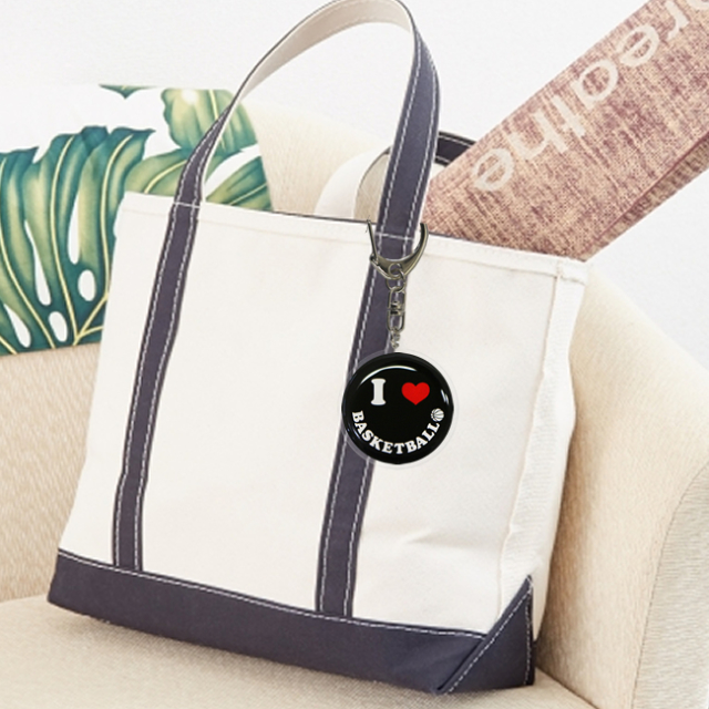 アクリルキーホルダー　スマイル・黒　バスケットボール　トートバッグ