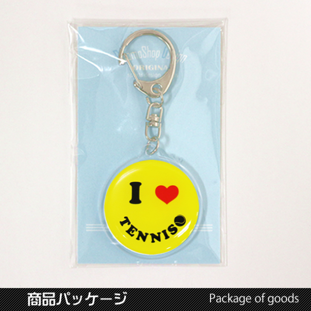 アクリルキーホルダー　スマイル・黄　テニス　パッケージ外装