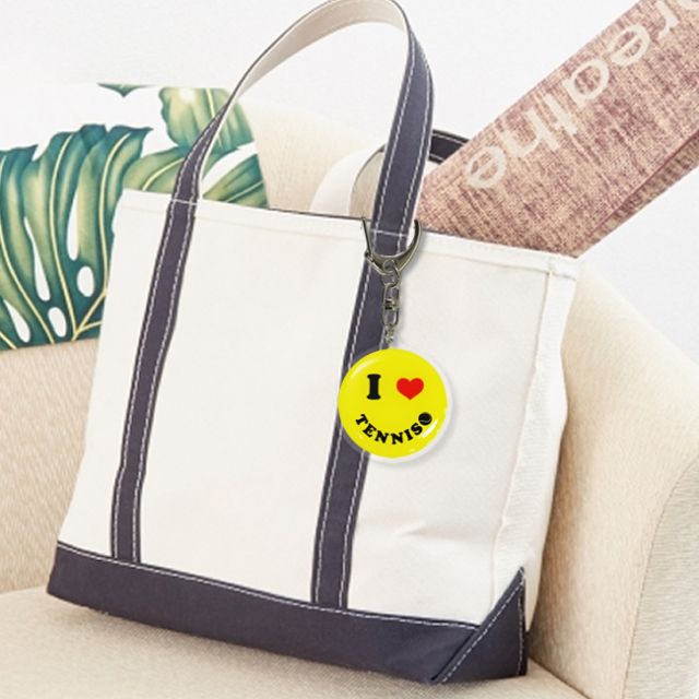 アクリルキーホルダー　スマイル・黄　テニス　トートバッグ