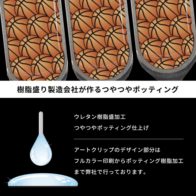 アートクリップ同柄3個 バスケットボール柄(小)