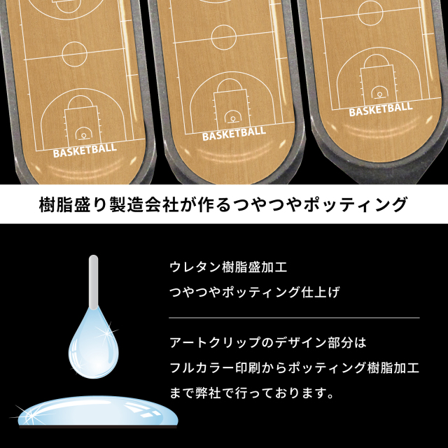 アートクリップ同柄3個 バスケットボールコート柄