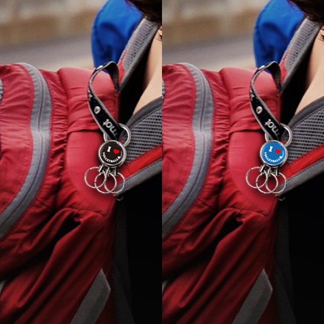 スマイル柄　3連キーホルダー　使用例　バックパック