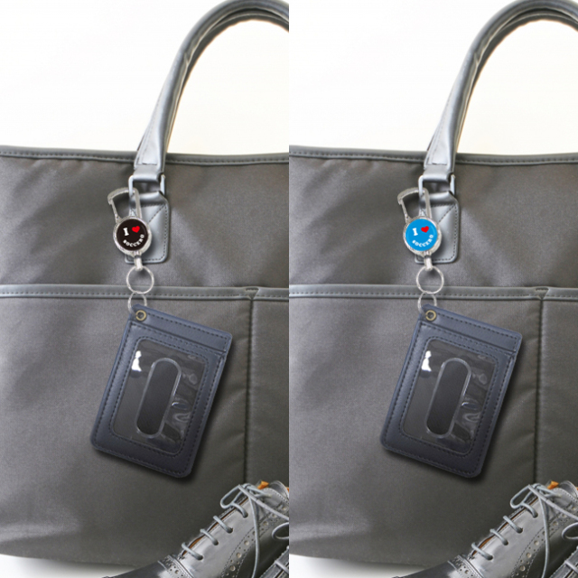 シルバーリールキー　スマイル柄　サッカー　使用例1